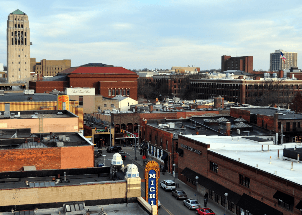 overhead view of Ann Arbor's Liberty Street